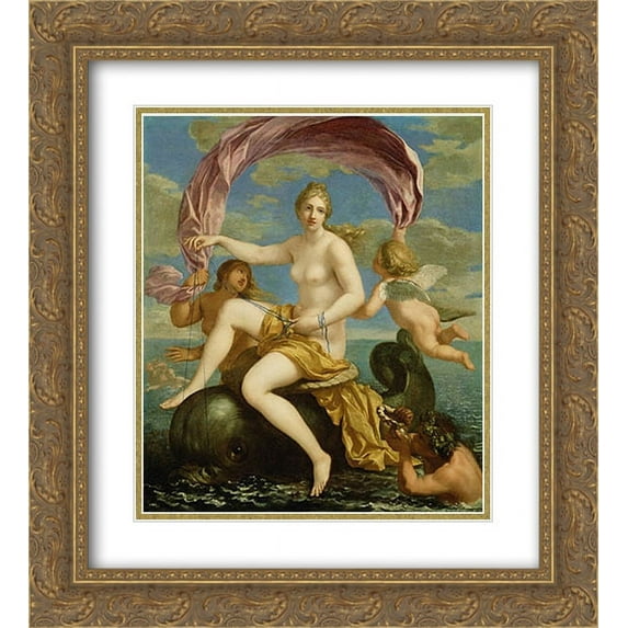 Jacques Stella 2x Matted 20x22 Gold Ornate Framed Art Print 'The Triumph of Galatea'