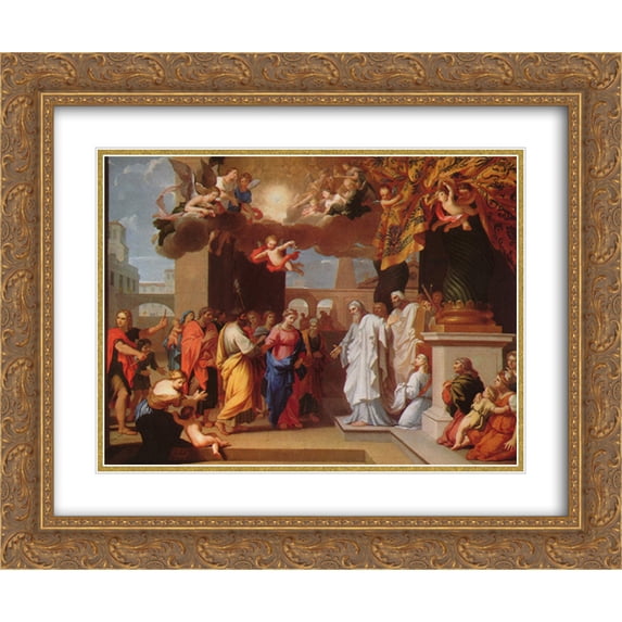 Jacques Stella 2x Matted 24x20 Gold Ornate Framed Art Print 'The Marriage of the Virgin'