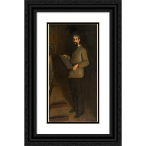 Jacques-Émile Blanche 11x18 Black Ornate Wood Framed Double Matted Museum Art Print Titled - Portrait of Henri Guerard (1889)