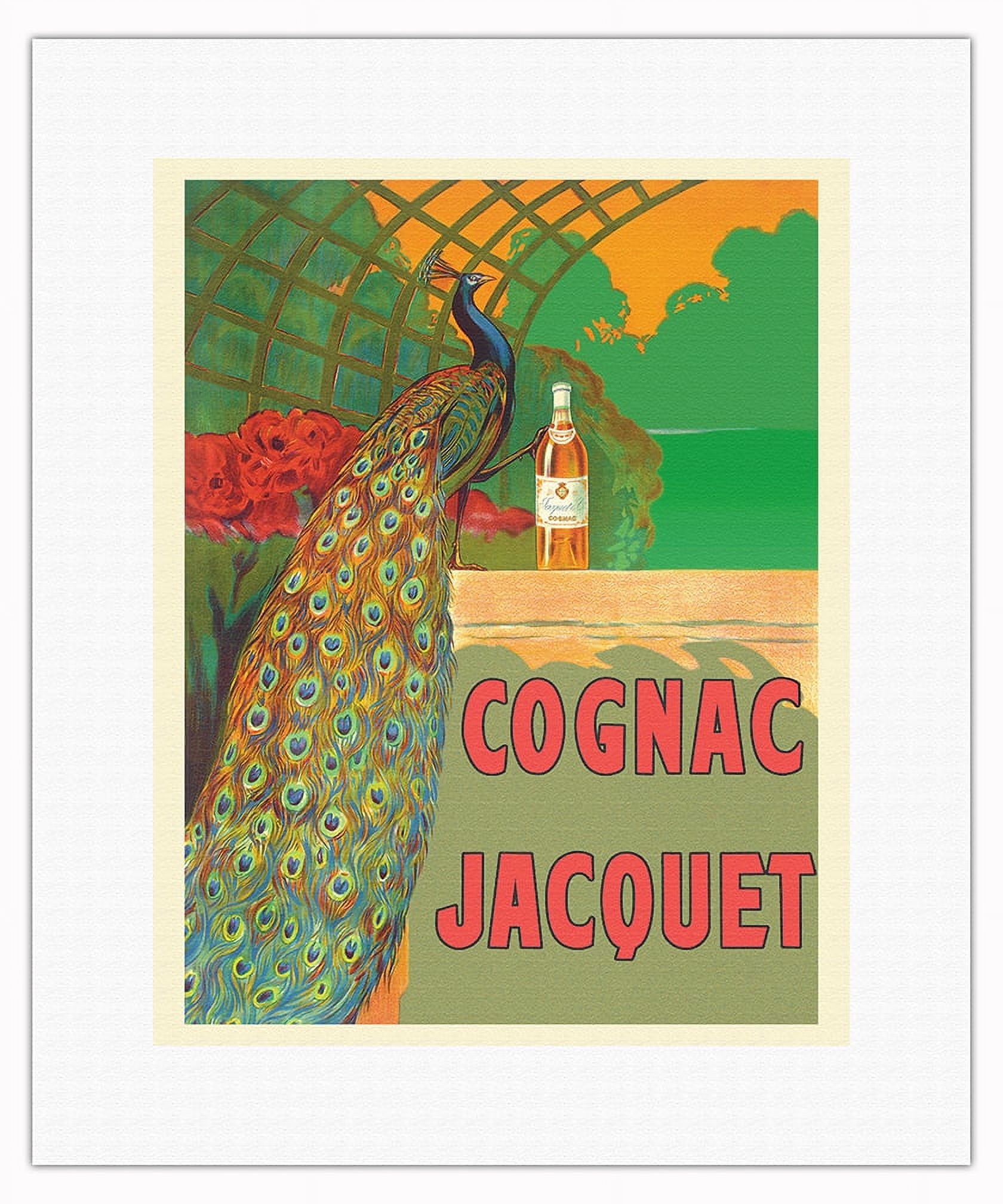 Jacquet French Cognac Peacock Vintage Advertising Poster by Camille