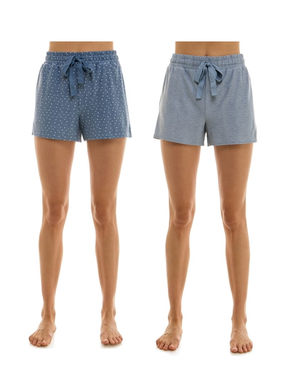 Intimates Roudelain Women's Dot Print and Heather Pajama Shorts 2-Pack Blue Size L