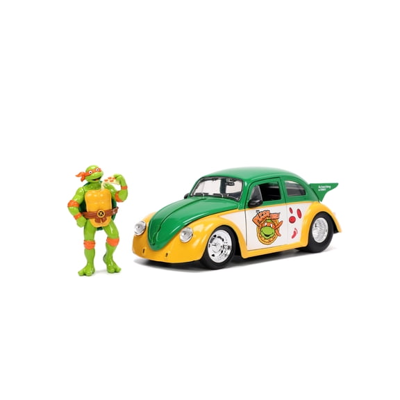 Teenage Mutant Ninja Turtles 1:24 1959 Volkswagen Drag Beetle Die-cast Car & 2.75" Michelangelo Figure