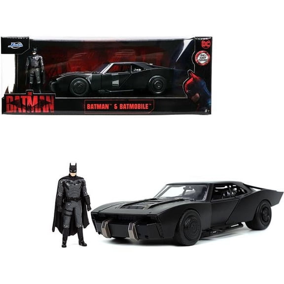 Jada  1-24 Scale Batmobile The Batman Movie DC Comics Diecast Model Car with Batman Diecast Figure, Matt Black