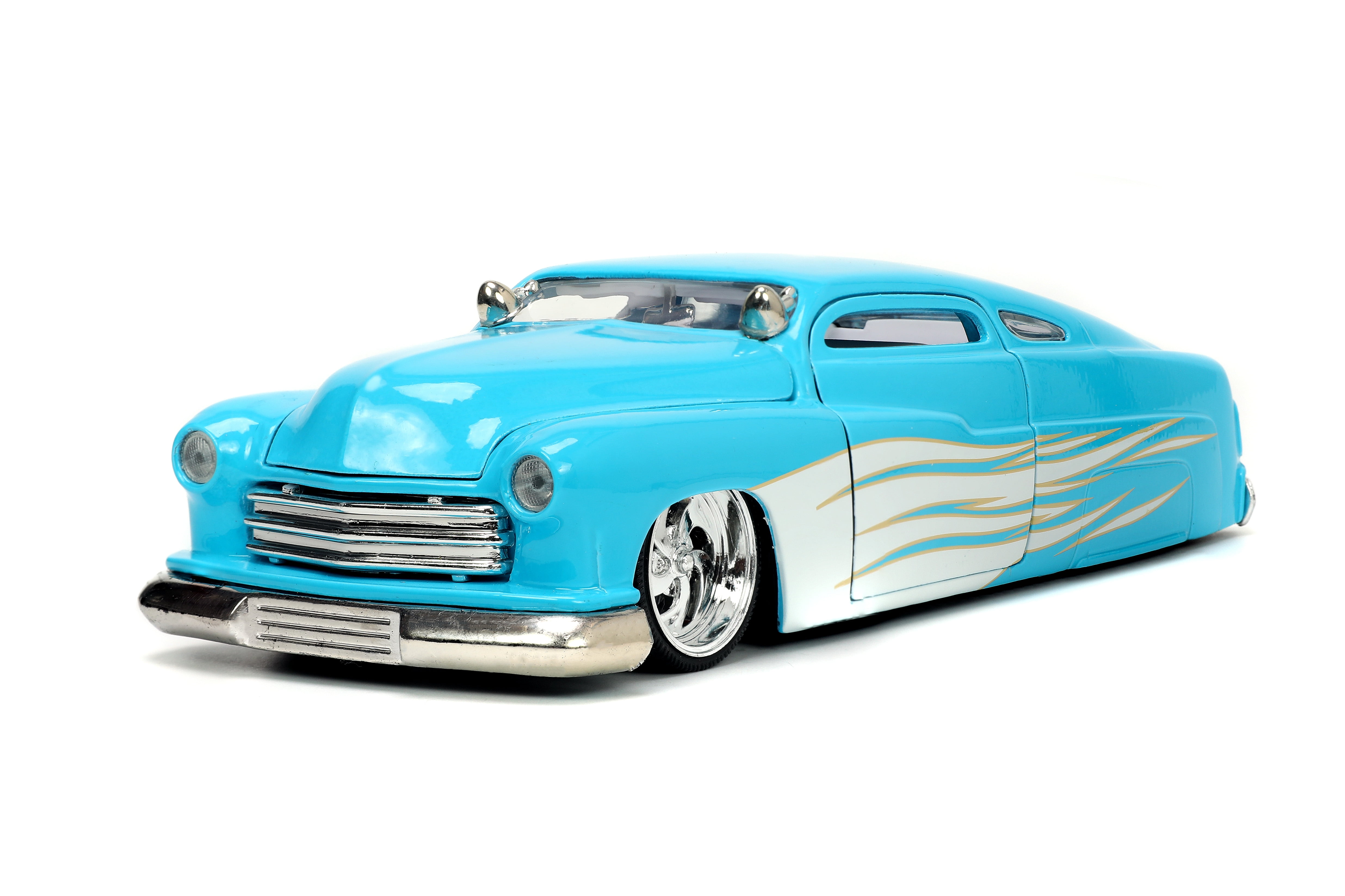 Jada 1951 Mercury Coupe Light Blue with White Flame Graphics