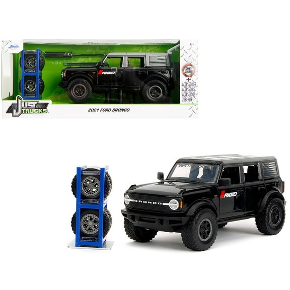 2021 Ford Bronco Badlands Black "Rigid" with Extra Wheels "Just Trucks" Series 1 24 Diecast Model Car by Jada