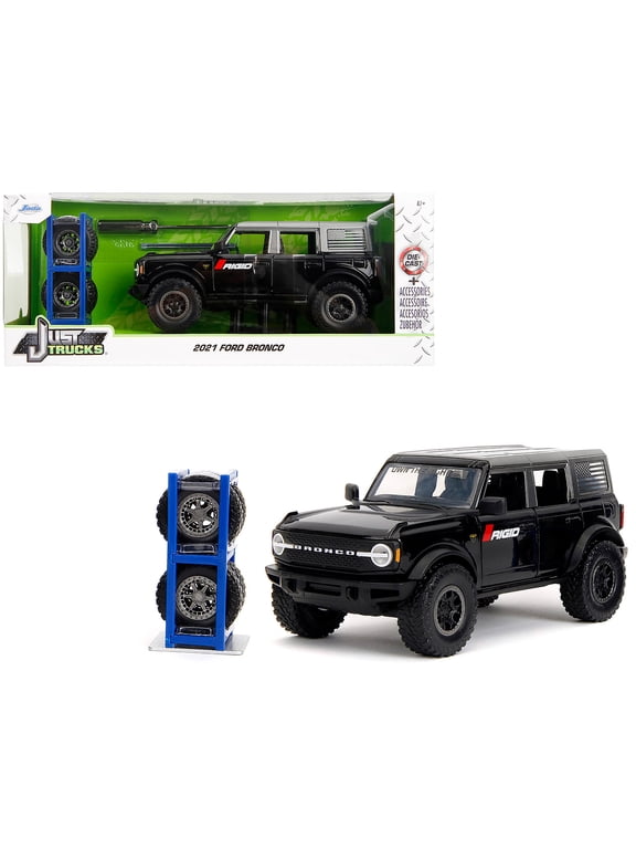 2021 Ford Bronco Badlands Black "Rigid" with Extra Wheels "Just Trucks" Series 1 24 Diecast Model Car by Jada