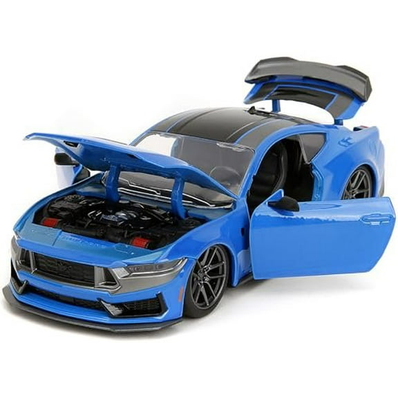 Jada 2024 Ford Mustang Dark Horse Blue Metallic with Black & Gray Stripes Bigtime Muscle Series 1-24 Diecast Model Car(Selections May Vary)