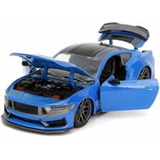 Jada 2024 Ford Mustang Dark Horse Blue Metallic with Black & Gray Stripes Bigtime Muscle Series 1-24 Diecast Model CarSelections May Vary