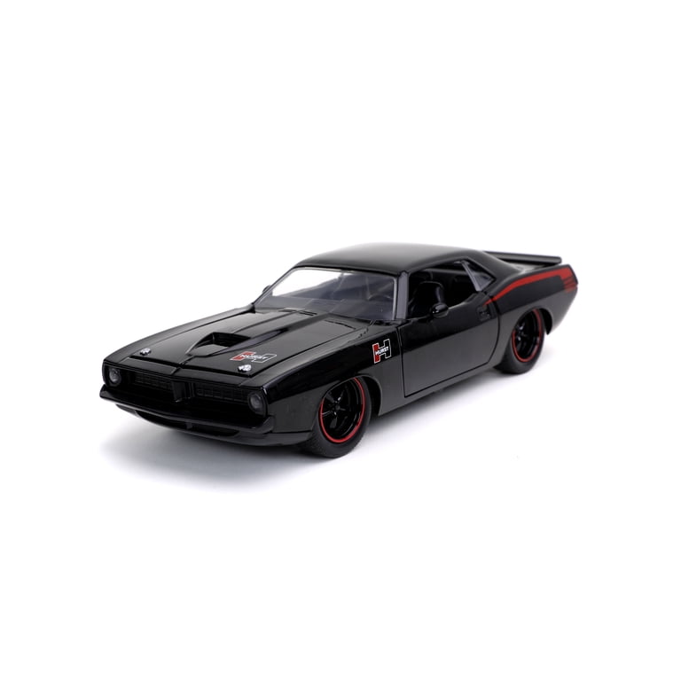 Jada 31460 1973 Plymouth Barracuda Hurst Black with Red Stripes