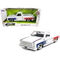 thumbnail image 1 of Jada 32683 1985 Chevrolet Silverado C-10 Pickup Truck White with Blue & Red Trucks 1 by 24 Scale Diecast Model Car, 1 of 2