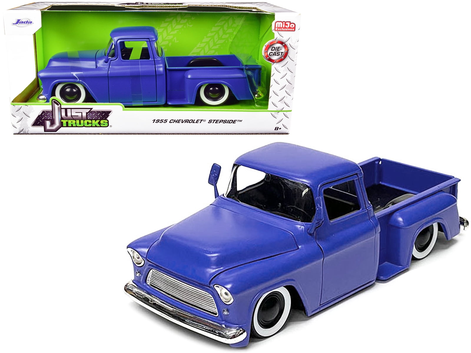Jada 1955 Chevrolet Stepside Pickup Truck Matt Blue, 1/24 Diecast