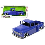 1955 Chevrolet Stepside Pickup Truck Matt Blue "Just Trucks" Series 1 24 Diecast Model Car by Jada