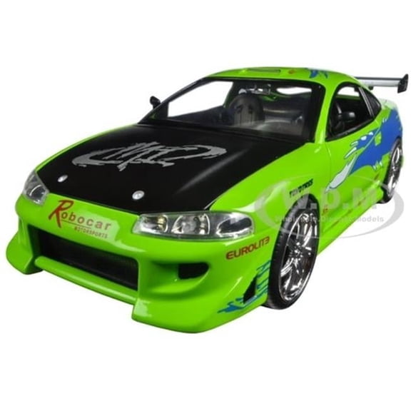 Jada Brians Mitsubishi Eclipse from 2001 1 by 24 Diecast Model Car - Green