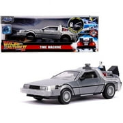 Jada DeLorean Brushed Metal Time Machine with Lights Flying Version Back to the Future Part II 1989 Movie Hollywood Rides Series 1 by 24 Diecast Model Car