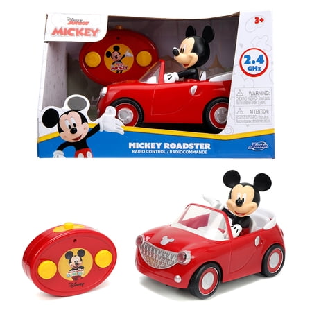 Jada Disney Junior Mickey Mouse Roadster RC Radio Control Car 1:24 Scale, Fun Toy for Kids Ages 4+