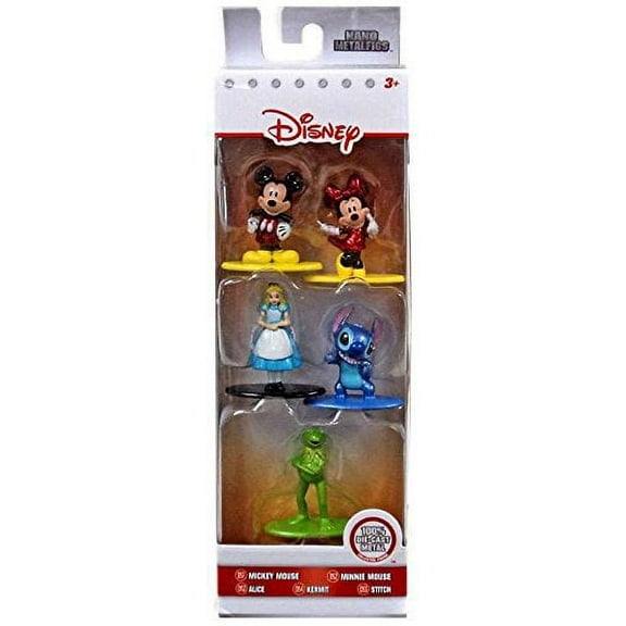 Jada Disney Nano Metalfigs Mickey Mouse, Minnie Mouse, Alice, Stitch & Kermit Diecast Figure 5-Pack