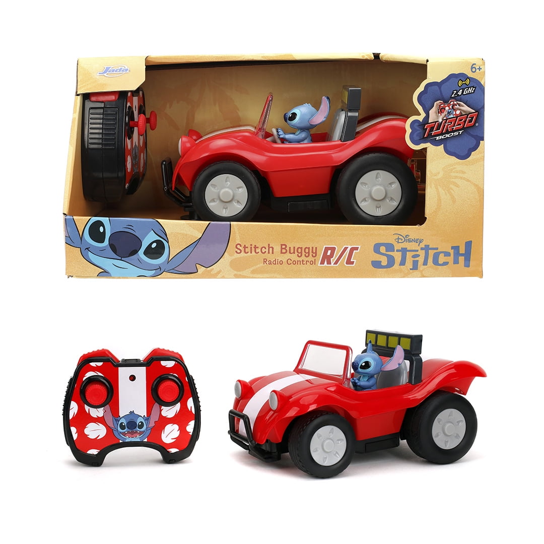 Jada Disney Stitch Buggy 1:24 Scale RC Car, Radio Control with Turbo Boost, Includes Non-Removable Stitch Figure