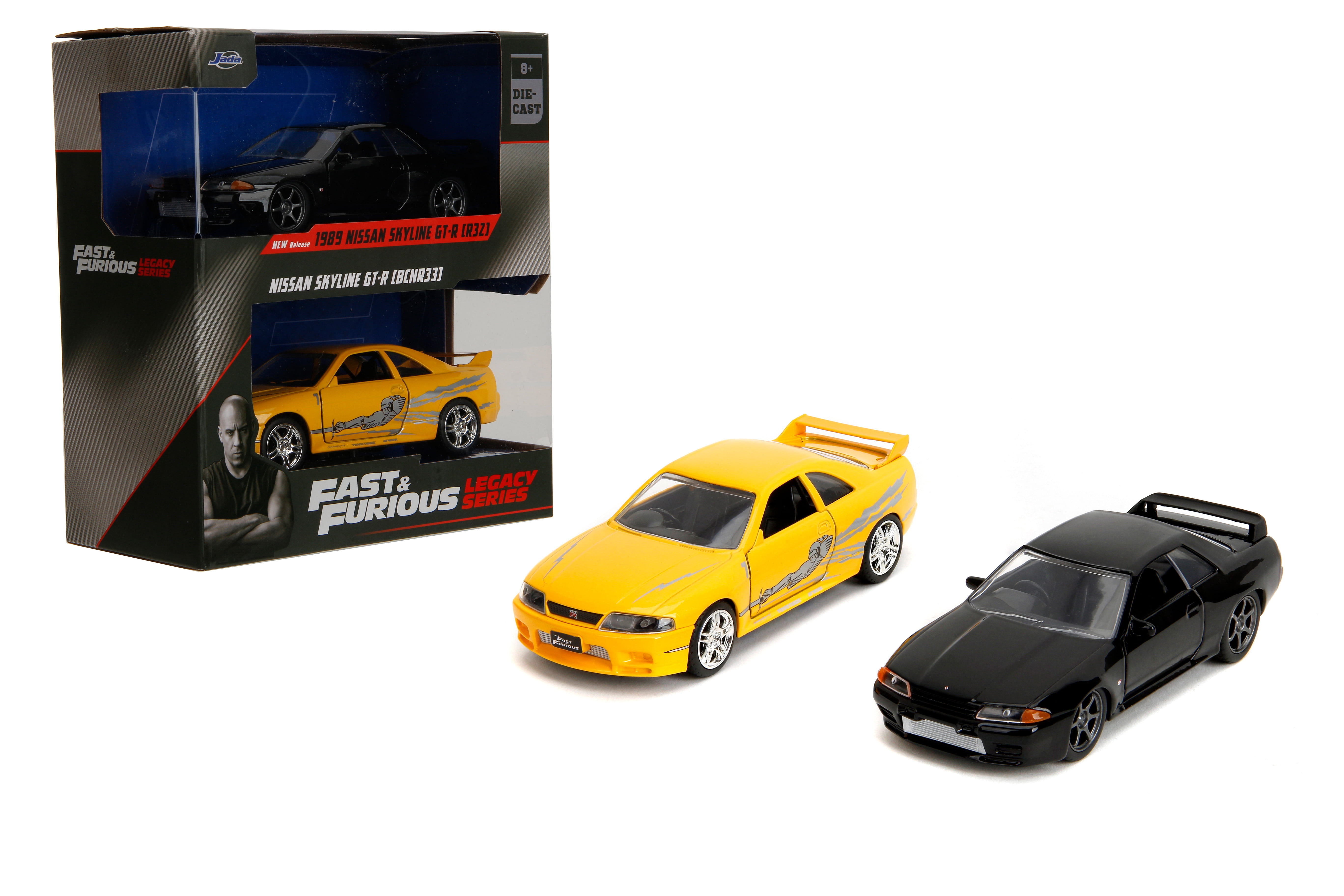 Jada Fast & Furious 1:32 Die-Cast Twin Pack - 1989 & 1995 Nissan Skyline GT-R Play Vehicles