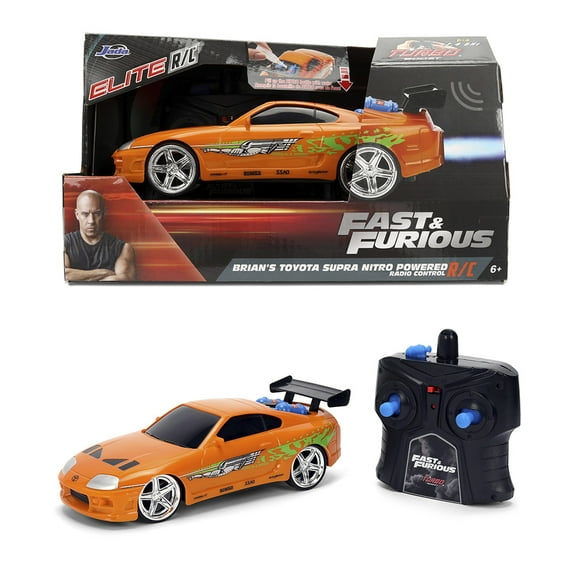 Jada 1:24 Fast & Furious Vapor RC Brians Toyota Supra with NO2 Speed Boost, Simulated Flaming Exhaust, Ages 8+
