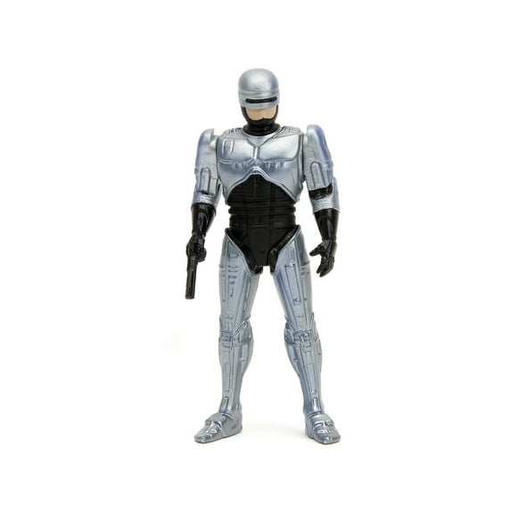 Ford Taurus OCP Matt Black "Detroit Police" and Robocop Diecast Figure 35th Anniversary "Robocop" (1987) Movie "Hollywood Rides" Series 1/24 Diecast Model Car by Jada