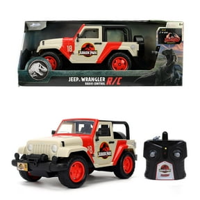 Jada Jurassic World RC 1992 Jeep Wrangler Turbo Function, Precision Controls, Classic Design, 1:16 Scale - Radio Control Cars Red/White