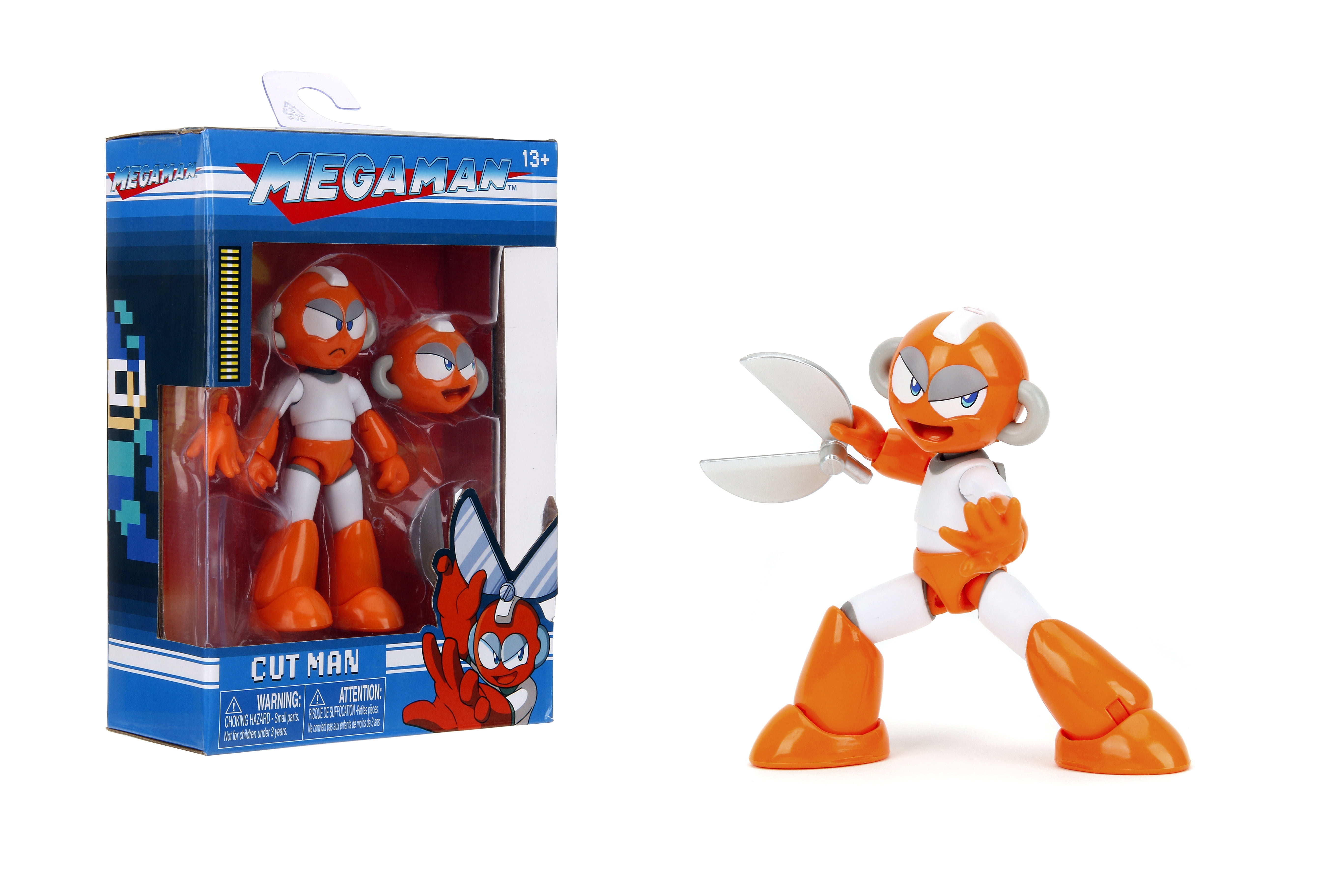 Jada Mega Man 4" Cut Man 1:12 Scale Action Figure, Wave 2  15+ Points of Articulation, Alternate Hands & Head, Rolling Cutter Accessory