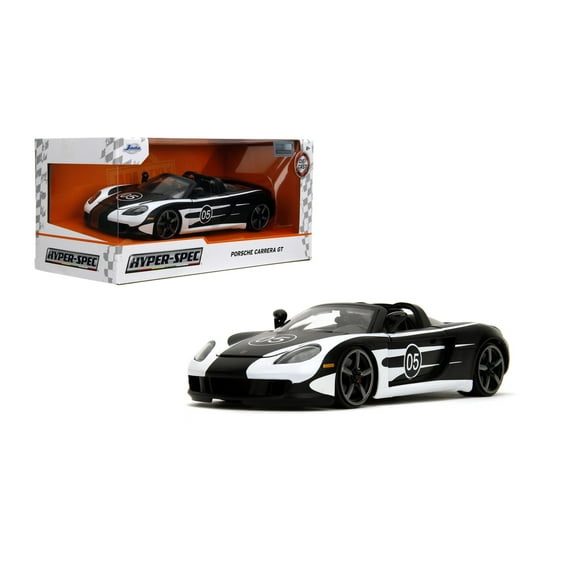 Hyper-Spec 1:24 2005 Porsche Carrera GT Die-Cast Car, Toys for Kids and AdultsBlack/White