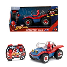 Jada Spider-Man Buggy RC with Non-Removable Spider-Man Figure 7", Turbo Button, Full-Function Remote Control, Ages 6+, Red/Blue