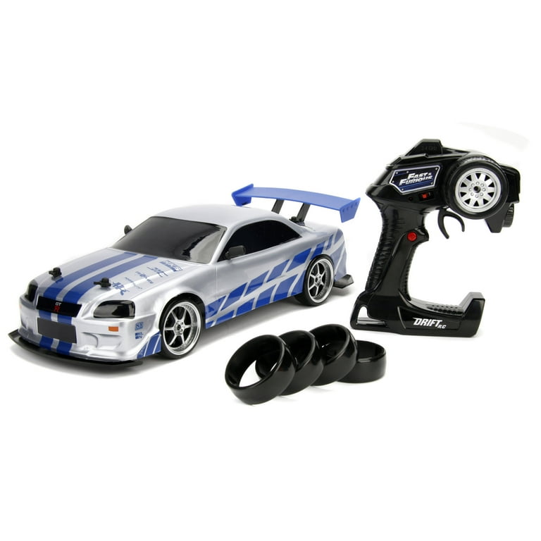 Jada Toys (1:10) Nissan RX-7 Fast & Furious Drift Battery-Powered RC Car,  GT-R R35 