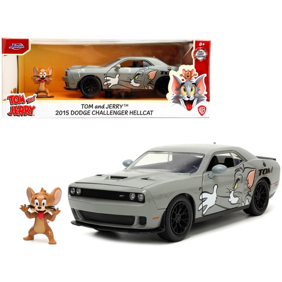 Jada Toys - 1:24 Tom And Jerry Hollywood Rides '15 Dodge Challenger Hellcat with Jerry Fig
