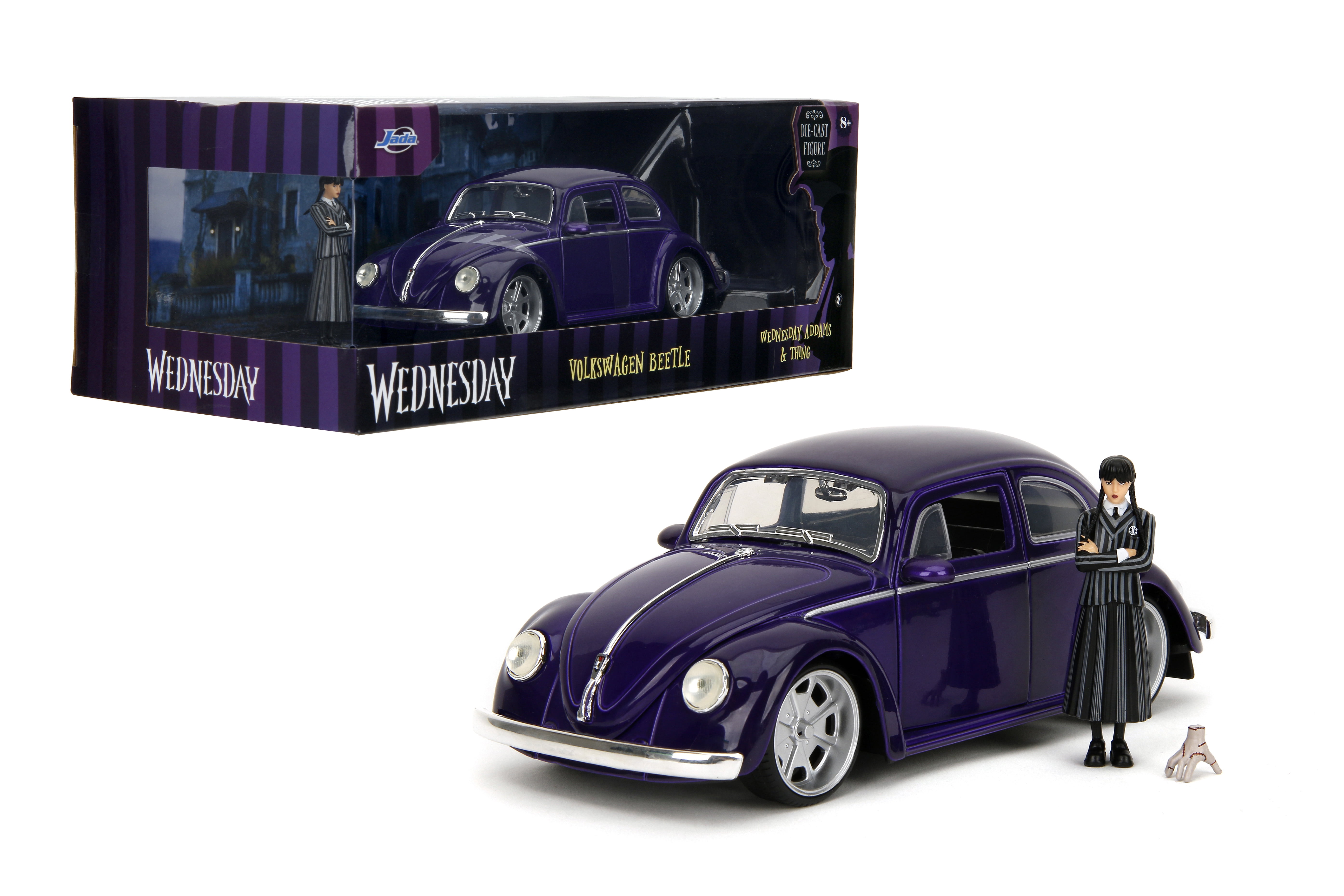 Jada Toys 1:24 Wednesday VW Beetle with Wednesday & Thing