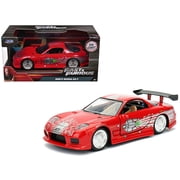 Dom's Mazda RX-7 Red with Graphics "Fast & Furious" Movie 1 32 Diecast Model Car by Jada
