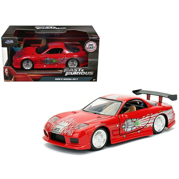 Dom's Mazda RX-7 Red with Graphics "Fast & Furious" Movie 1 32 Diecast Model Car by Jada