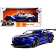 Jada Toys 2016 Chevrolet Camaro Widebody Car Play Vehicle with Gray Metallic Hood and American Flag GraphicsSelections May Vary