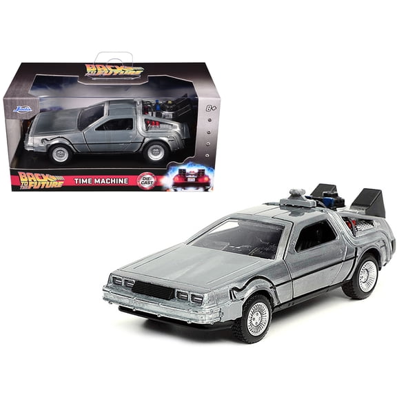 DeLorean DMC (Time Machine) Brushed Metal "Back to the Future Part I" (1985) Movie "Hollywood Rides" Series 1 32 Diecast Model Car by Jada