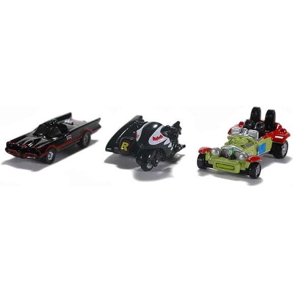 Jada Toys DC Comics Batman: The Classic TV Series 1.65" Nano 3-Pack Die-cast Cars, Toys for Kids and Adults