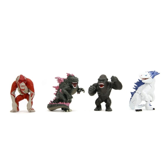 Jada Godzilla x Kong Metalfigs 4 Pack, 2.5" Die-Cast Figures(Godzilla, King Kong, Skar, Shimo), Ages 8+