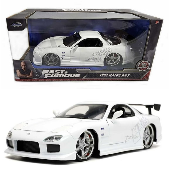 Jada Toys Fast & Furious: 1993 Mazda RX-7 HKS (White) 1/24 Scale