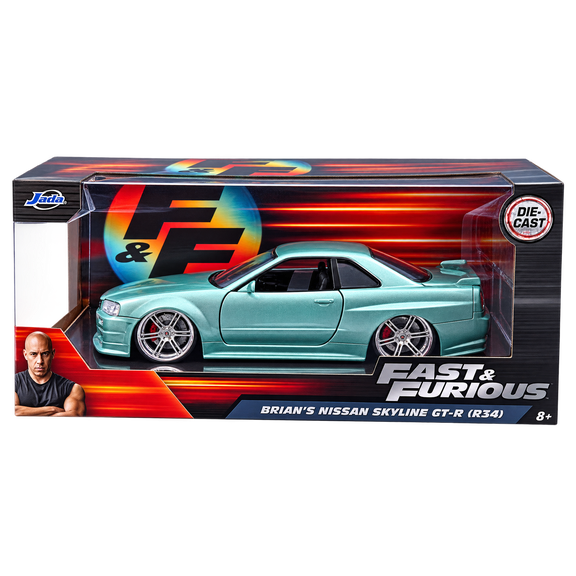 Jada Toys Fast & Furious Brians Nissan Skyline GT-R (R34) Die-Cast Model Car