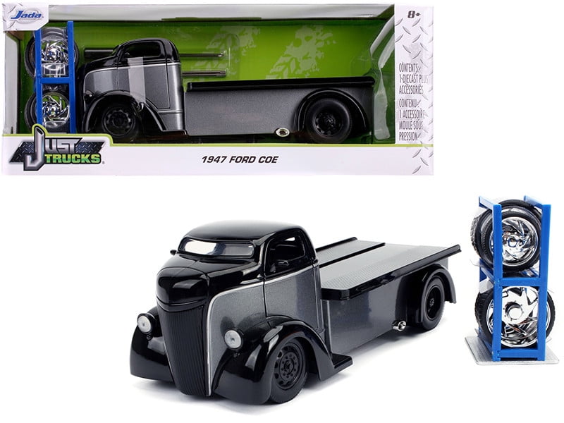 1947 Ford COE Flatbed Tow Truck Gray and Black with Extra