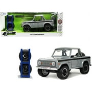 1973 Ford Bronco Pickup Truck Gray with Black Stripes with Extra Wheels "Just Trucks" Series 1 24 Diecast Model Car by Jada