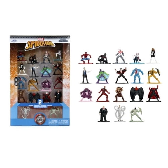 Jada Toys Marvel Spider-Man Nano Metalfigs 1.65" Die-Cast Metal Mini Figures 18-Pack, Series 9