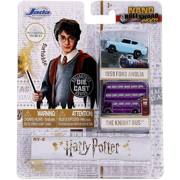 Jada Toys Nano Hollywood Rides Harry Potter 1959 Ford Anglia & Knight Bus 2-Pack Die-Cast Collectible Vehicles 31719
