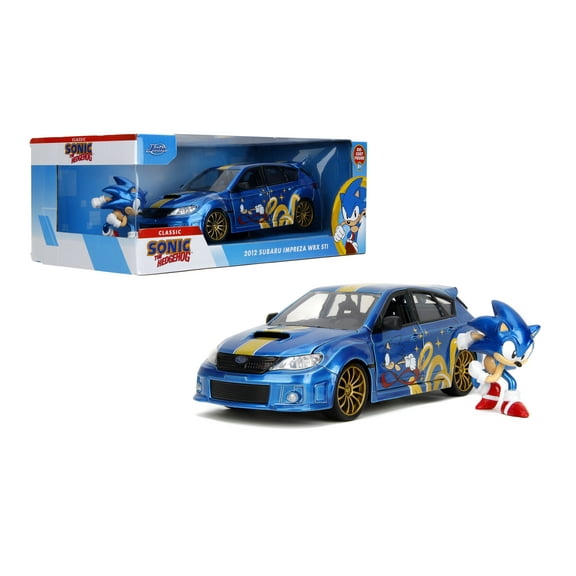 Jada Toys Sonic The Hedgehog Subaru WRX STI Collectible Die-Cast Car 1:24 Scale,Vehicle Playsets, Ages 8+