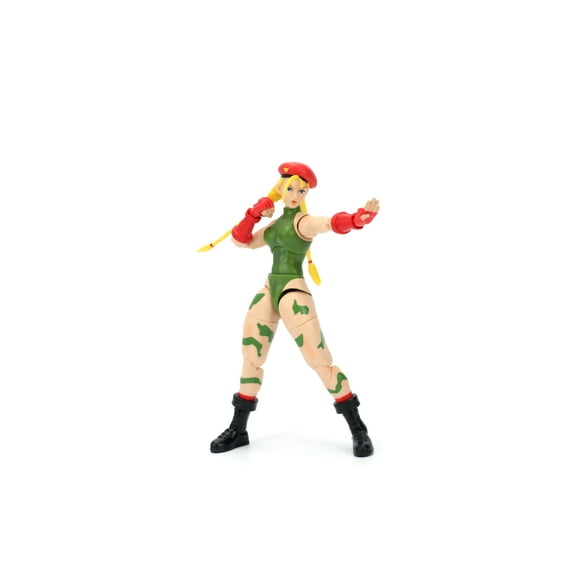 Jada Toys Street Fighter II Cammy Action Figure - 1:12 Scale Collectible, Includes Interchangeable Heads, Hands, and Accessories , Ages 13+