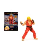 Jada Toys Street Fighter II Ken Action Figure Wave 2 - 6" Tall, Interchangeable Heads, Hands, Fireball Accessory