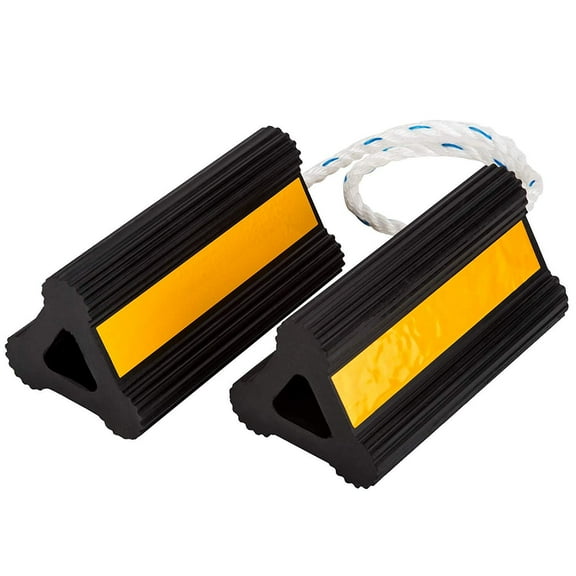 Jade Active Premium Rubber Wheel Chocks for Cars, Boats, Trucks, Aircraft, RVs with Long Connecting Rope - Heavy Duty Durable Wheel Stoppers (1 Pair)