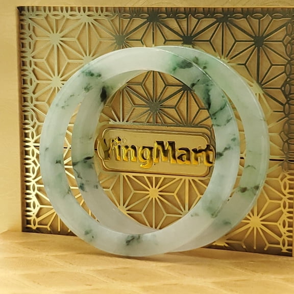 Jade Bangle 48–72mm | YingMart Natural-Colour Jade White Green Black Gift for Her Mom Sister Mens (48-50mm)