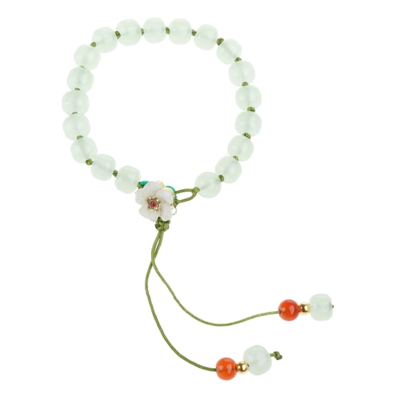 Jade Bead Small Peach Blossom Bracelet Female Beaded Girlfriends Retro National Style Braided Rope Niche Design Jewelry