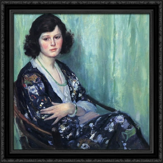 Jade Beads 28x28 Large Black Ornate Wood Framed Canvas Art by Guy Rose